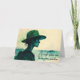 Vintage watercolor portret vrouw zeekust citaat kaart