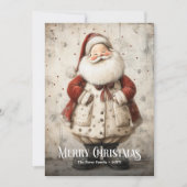 Vintage Watercolor Red White Christmas Santa Card Feestdagenkaart (Voorkant)