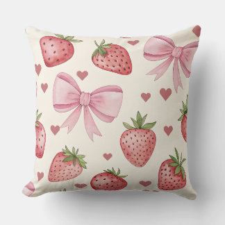 Vintage Watercolor Strawberry Decorative Pillow Kussen