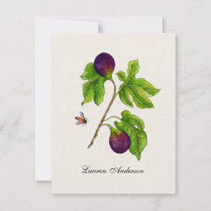 Vintage watercolor Vijg plat bedankkaart