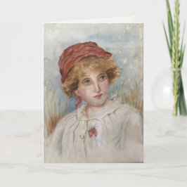 Vintage Watercolour Portrait | Blank Greeting Card Kaart