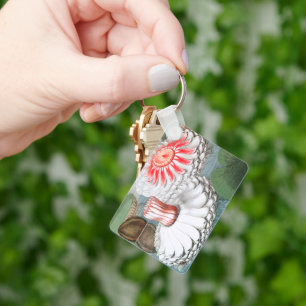 Vintage Waterlelie Bloemen, Waterlelies in een Vij Sleutelhanger