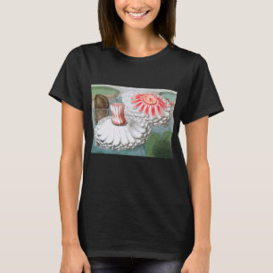 Vintage waterlelie bloemen, waterlelies in een vij t-shirt