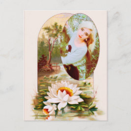 Vintage waterleliebloem frame voor elke foto briefkaart