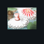 Vintage Waterlily Flowers, Waterlilies in a Pond Canvas Afdruk<br><div class="desc">Vintage illustration botanical nature design featuring pink and white waterlily flowers floating in a pond.</div>