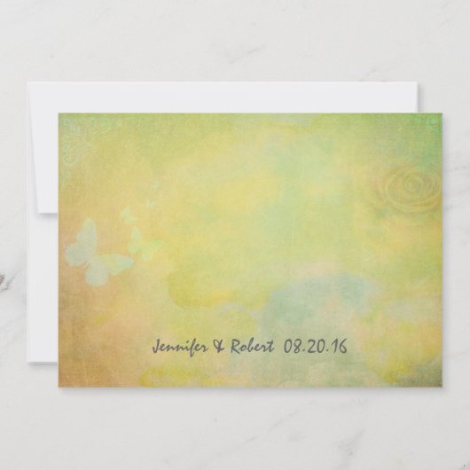 Vintage Waterverf achtergrond bruiloft Kaart (Achterkant)