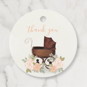 Vintage Waterverf Baby shower Carriage Favor Bedankjes Labels