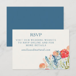 Vintage Waterverf Bloemen Boho Trouwwebsite  RSVP Kaartje