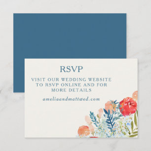 Vintage Waterverf Bloemen Boho Trouwwebsite RSVP Kaartje
