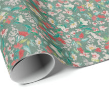 Vintage Waterverf Bloemen Winterweide (Groen)