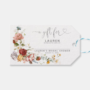 Vintage Waterverf Bloemrijke Bruidsdouche Geen Wra Cadeaulabel