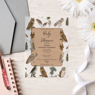 Vintage Waterverf bosvogel Baby shower Vellum Uitnodigingen