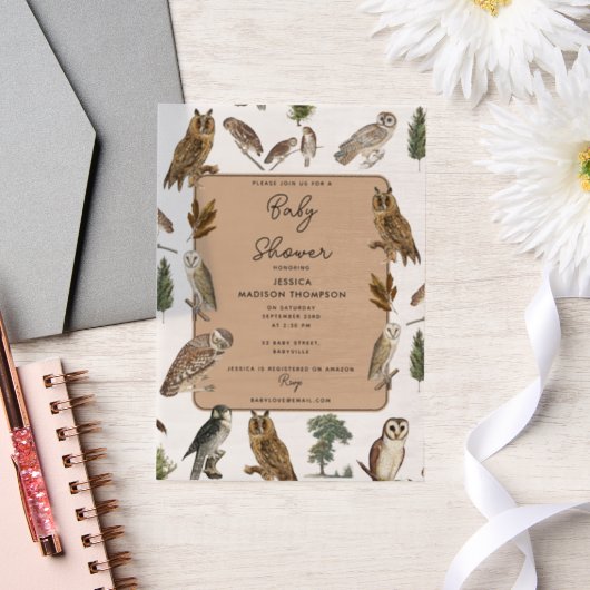 Vintage Waterverf bosvogel Baby shower Vellum Uitnodigingen (Huwelijk)