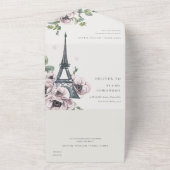 Vintage Waterverf Eiffeltoren All In One Uitnodiging (Buitenkant)