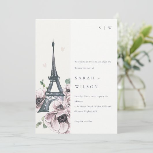 Vintage Waterverf Eiffeltoren Kaart (Staand voorkant)