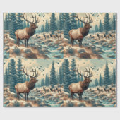 Vintage waterverf Eland AI-kunst Cadeaupapier (Vlak)