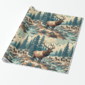 Vintage waterverf Eland AI-kunst Cadeaupapier (Uitgerold)