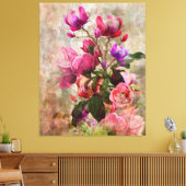 Vintage Waterverf Floral Canvas Afdruk (Insitu (Woonkamer))