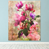 Vintage Waterverf Floral Canvas Afdruk (Insitu (Houten vloer))