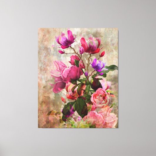 Vintage Waterverf Floral Canvas Afdruk (Voorkant)