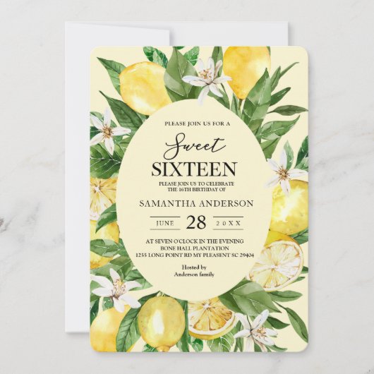 Vintage Waterverf Gele Lemons Lijst Kaart (Voorkant)