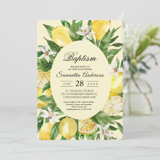 Vintage Waterverf Gele Lemons Lijst Kaart (Staand voorkant)