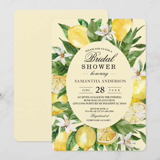 Vintage Waterverf Gele Lemons Lijst Kaart (Voorkant / Achterkant)