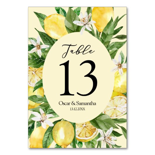 Vintage Waterverf Gele Lemons Lijst Kaart (Voorkant)