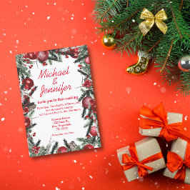 vintage waterverf kerst groen wedding rood kaart