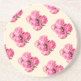 Vintage waterverf roze pioenrozen bloem simpel cut zandsteen onderzetter