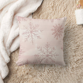 Vintage Waterverf Roze Sneeuwvlok Winter Kerstmis Kussen
