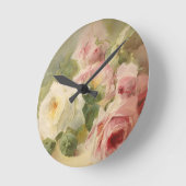 Vintage Waterverf Victoriaans Roos Ronde Klok (Hoek)