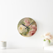 Vintage Waterverf Victoriaans Roos Ronde Klok (Huis)