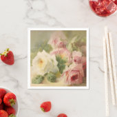 Vintage Waterverf Victoriaans Roos Servet (Insitu)