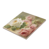 Vintage Waterverf Victoriaans Roos Tegeltje (Zijkant)