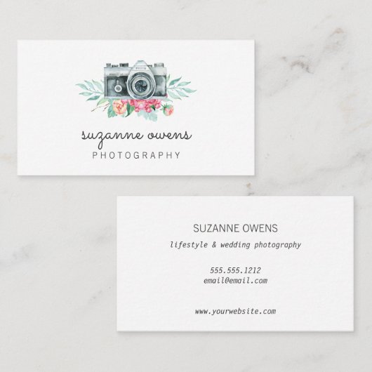 Vintage Waterverf Visitekaartje (Voorkant / Achterkant)