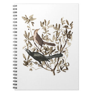 Vintage Waterverf Vogels op Takken Decoratie Notitieboek