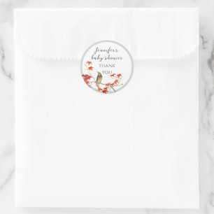 Vintage Waterverf Vogeltje Baby Shower Bedankt Ronde Sticker