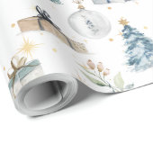 Vintage waterverf wereldbol voor vrolijk kerstfees cadeaupapier (Rol Hoek)