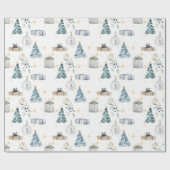 Vintage waterverf wereldbol voor vrolijk kerstfees cadeaupapier (Vlak)