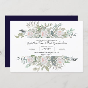 Vintage Waterverf White Flowers Lijst Wedding Kaart