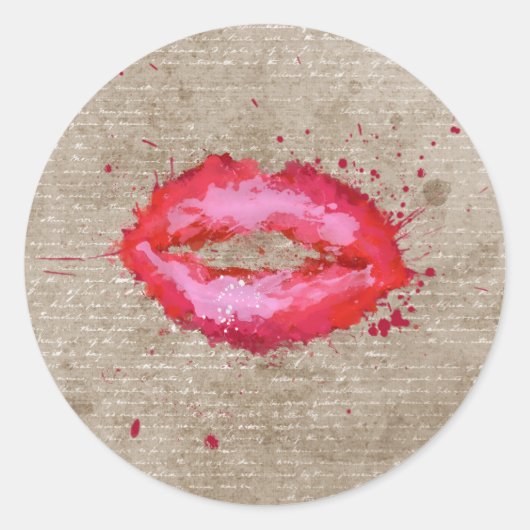 Vintage waterverven met wolvormige buisjes ronde sticker (Voorkant)