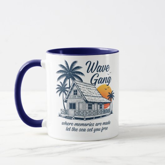 Vintage Wave Gang Cabin Beach Tee | Herinneringen Mok (Links)
