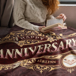 Vintage Wavy Typography Jubileum Gift Brown Sherpa Deken