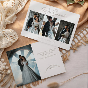 Vintage We Eloped Foto Huwelijksaankondiging Kaart