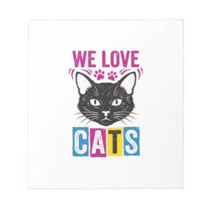 Vintage We Love Cats Kattengezicht Grafische T-Shi Notitieblok