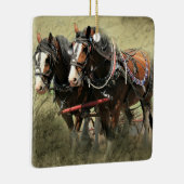 Vintage Weathered Clydesdale Briefkaart Keramisch Ornament (Rechts)