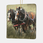 Vintage Weathered Clydesdale Briefkaart Keramisch Ornament (Links)