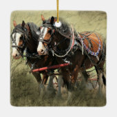 Vintage Weathered Clydesdale Briefkaart Keramisch Ornament (Achterkant)