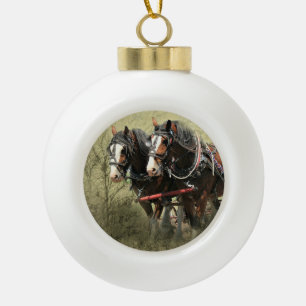 Vintage Weathered Clydesdale Briefkaart Keramische Bal Ornament